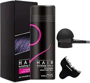 Easy Hair Building Fiber Set Volumizing Cover Up Powder Spray, Magical Fluffy Thin Hair Powder Hair Line Shadow Makeup for Thickener To Instantly Cover Thinning Hair (Black)