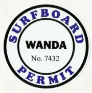 "WANDA BEACH SURFBOARD PERMIT" Sticker / Decal RETRO 60's SURFING SURF Car