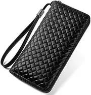 [YANYUESHOP] Cowhide Men's Clutch, Cellphone Clutch Men’s Bag Organiser Removable Zip Around Purse Zipper