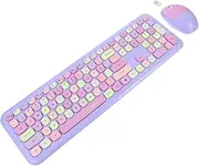 FONDOTIN 1set Wireless Keyboard Mouse Ergonomic Design for Office School Use Compatible Laptops USB Receiver No Batteries Required