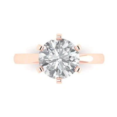 3Ct Round Cut Clear Gemstone VVS1 Solid Gold Solitaire Engagement Promise Ring