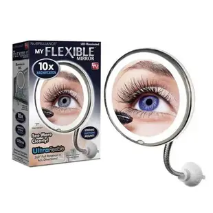 MFlexibleMirrorLED補光吸盤化妝鏡10倍放大萬向360度折疊鏡子