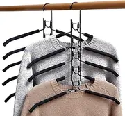 WiLaine Space Saving Clothes Hangers, Multilayer Metal Hanger 5 in 1 Space Saver Coat Hangers, Anti-Slip Foam Padded Shirt Suit Hanger for Closet Storage Organizer (2)