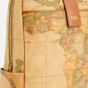 【Alviero Martini 義大利地圖包 】旅行王者 經典地圖商務13吋筆電後背包35cm-地圖黃