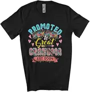 [Generic] Promoted to Great Grandma Est 2024, Amazing Mother's Day Pregnancy Flowers, Family Group Unisex T-Shirt