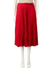 Red Pleated Midi Skirt