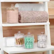 "Clear Plastic Qtip Holder Set - Bathroom Vanity Organizer"