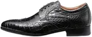 [Generic] Authentic Crocodile Skin Businessmen Formal Dress Shoes Genuine Real True Alligator Leather Office Male Brock Oxford Shoes, Black, 6.5