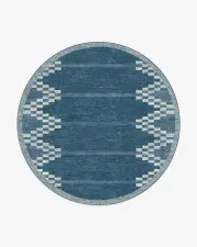 245' Round | Machine Washable Runner Rug | Kid & Pet Friendly | Indoor Rug | Sloane Blue Rug | Ruggable