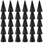 Black Wood Cone Ring Holder Single Finger 30 Pack Black Vertical Shaped