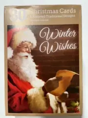 30 Christmas Assorted Cards 6 Designs (Envelopes Included)