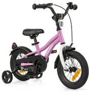 Costway 30 cm Bike Boys & Girls Training Bicycle w/Adjustable Seat & Removable Training Wheels Purple