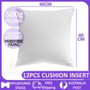 12Pcs EXTRA Firm Aust Owned Cushion Inserts European Premium Lofty Fibre 40x40cm