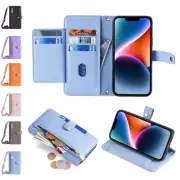 For Samsung Galaxy A14 A32 A54 A73 Flip Stand Zipper Wallet Crossbody Phone Case