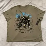 Ed Hardy Shirt Men's XXL Crouching Panther Graphic Winged Y2K Tattoo Streetwear