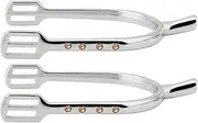 Fashionable Young Girl Chrome Plated Spurs Women's Chrome Brass ZINC Alloy Narrow Spurs for Equestrian Beginners (Silver and White)