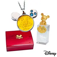 在飛比找PChome24h購物優惠-Disney迪士尼金飾 可愛天使米奇黃金/白鋼項鍊+米奇水晶