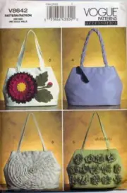 Vogue Pattern 8642 Accessories 4 Handbags Purses Factory Folded Uncut 2010