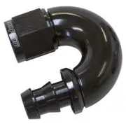 Aeroflow 510 Series Full Flow Tight Radius Push Lock 180° Hose End -8AN, AF516-08BLK