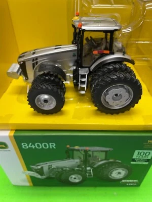 1/32 scale John Deere 100 Years Silver 8400R Prestige Collection Toy Tractor