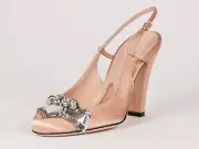 New Alessandro Dell'Acqua Beige Satin Upper Shoes Size 40 US 10
