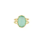 Anthea Sterling Silver Ring with Aqua Chalcedony Stone - Shiny Finish Jewellery in Australia