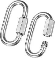 uxcell 2-Pack Quick Chain Link Connector, M8 5/16" 316 Stainless Steel D-Shape Locking Repair Chain Links for Swing/Camping/Hiking/Backpack, Twist Key Ring Screw Chain Link [Silver]