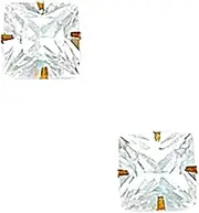 [JewelryWeb] 14k Yellow Gold 7x7mm Square CZ Simulated Diamond Light Prong Set Earrings Stud Earring for Women