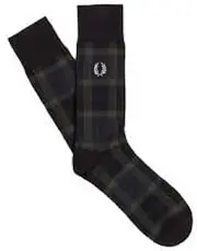 [Fred Perry] Mens Womens Unisex C6150 Tartan Socks Size 4-6 in Field Green & Black, Field Green, 4.5-7 US