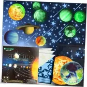 Glow in The Dark Stars and Planets, Bright Solar System Wall Stickers Blue