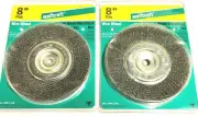 Wolfcraft 8" Crimped Wire Wheel Abrasive Brush Bench Grinder 2 Pack