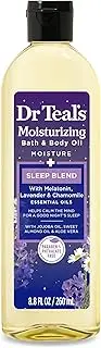 Dr Teal's Moisturizing Bath & Body Oil, Sleep Blend with Melatonin, Lavender & Chamomile Essential Oils, 8.8 fl oz.