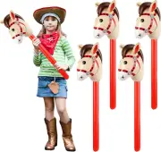 4 Pcs Inflatable Stick Horse, KUAOOAUK Inflatable Horsehead Stick Balloon, Cu...