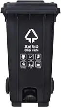 Outdoor Outdoor Trash Cans High Capacity Foot Operated Trash Can Thickened Plastic Trash Bin with Lid Durable Kitchen & Outdoor Waste Container Recycling dustbin(Black,100L)