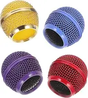 ERINGOGO 4pcs Microphone Grill Heads Replacement Mesh Covers for Durable Mic Head Grille Easy to Clean for Musicians and Audio Professionals