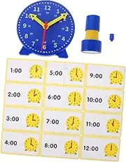 WESIEVYA 1 Set Analog Clock Learning Kit with Stamp Comprehensive Teaching Tool for Classroom and Home Use Includes Clock and Stamps