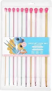 Coopay Tunisian Crochet Hooks Set 35cm, Long Crochet Hooks for Tunisian, Extra Long Afghan Knitting Needles for Tunisian Crochet, Lightweight Metal Aluminium Tunisian Hooks 2.5mm to 8.0mm