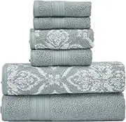 Modern Threads Amaris 6-Piece Reversible Yarn Dyed Jacquard Towel Set - Bath Towels, Hand Towels, & Washcloths - Super Absorbent & Quick Dry - 100% Combed Cotton, Ivy