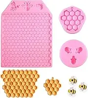 3 Packs 7 Cavity Bumble Bee Silicone Mold Honeycomb BeesChocolate Molds Silicone Beehive Fondant Beehive Baking Molds Candy Mold (Honeycomb Bee)