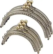 PH PandaHall 6pcs 2 Sizes Purse Clasp Frame, Bag Clasp Lock Frame 3.3" 4.9" Metal Arch Frame Coin Purse Tow Ball Kiss Clasp Clutch Frames Purse for DIY Handle Bag Sewing Craft