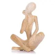 6.29" H Thinker Statue, Shelf Decor Figurines, Abstract Art Earth Tone 5.1" L