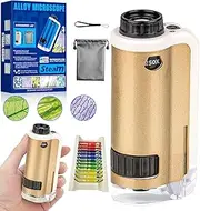 Microscope for Kids, SETFLAGS Kids Pocket Microscope,100x-250x Zoom Portable Handheld Alloy Miniscope with 12 Specimen Slides,STEM & Science Toys, Little Scientist Science Kit, Gifts for Ages 6+