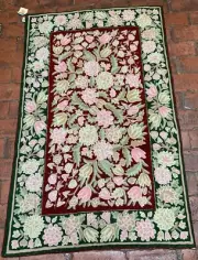 NEW KASHMIR INDIA RUG CARPET TAPESTRY CREWEL CHAINSTITCH WOOL THREAD