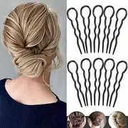 10pcs/Set U Shaped Hair Clips Grips Minimalist Plastic Chignon Forks Magic Donut Bun Maker Headwear Accessories For Women
