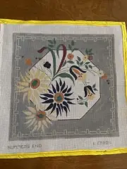 Needlepoint Canvas "Summer’s End" Hand Painted by L. Caron 19” X 19” Canvas