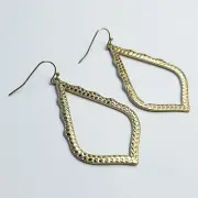 Gold Color New Minimal Cutout Design Leaf Shape Drop Dangle Hook Back Earrings