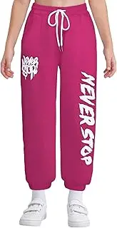 [winying] Kids Girls Jazz Dance Street Dance Pants Plain Color Elastic Waistband High Waist Front-tie Trousers