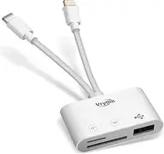 SD Card Reader, Vrythn USB C Lightning to SD/TF/USB OTG Adapter for Micro SD/SDHC/SDXC/MMC, Compatible with MacBook Pro/Air, Chromebook,iPhone 15/14/13/12/11 Pro/Pro Max,Android Galaxy,Plug & Play