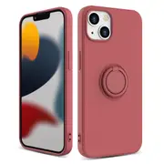 ZUSLAB Silicone Stand Case for iPhone 13 6.1" Magnetic Finger Ring Kickstand Bumper Protective Cover for Apple - Coral Red