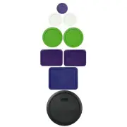 Pyrex (1) 7202-PC Plum, (2) 7200-PC White, (2) 7201-PC Lawn Green, (2) 7210-PC